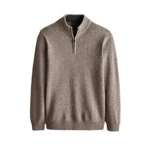 NEW PENDLETON men's wool quarter zip sweater in stone heather